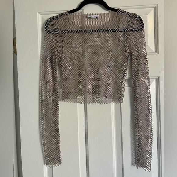 Zara Tops - Zara RHINESTONE MESH TOP size small